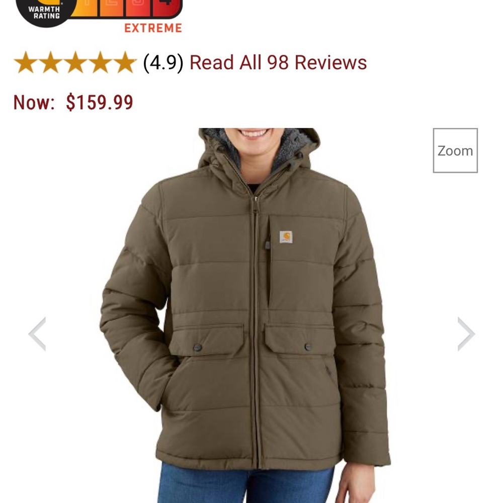 NEW Carhartt Women's Montana Relaxed Fit Insulated Jacket - Color: Tarmac - Picture 4 of 5